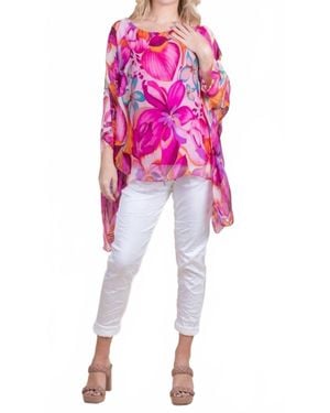 Gigi Moda Seta Botanical Kaftan Top - Pink