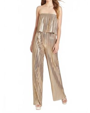 Amanda Uprichard Collina Metallic Strapless Jumpsuit - Natural