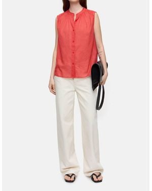 Closed Cotton Voile Blouse - Red