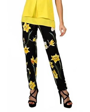 FRANK LYMAN Floral Slim Pants - Yellow