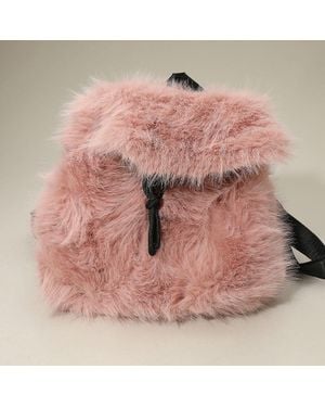 Fashnzfab Faux Fur Cozy Backpack - Pink