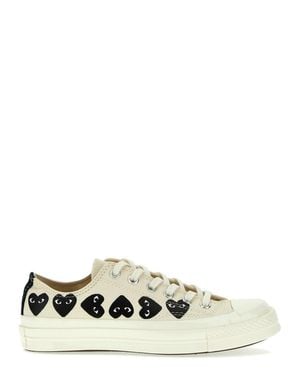 Comme des Garçons Contrast Heart Print Canvas Sneakers - White