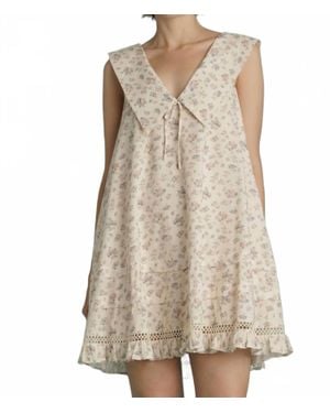 AUREUM Sailor Collar Floral Mini Dress - Natural