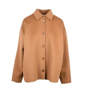 Aspesi Wool Cloth Jacket With Boxy Silhouette And Classic Collar - Brown
