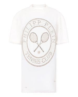 Philipp Plein Open Back T-Shirt Mini Dress Tennis Club - White