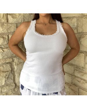 Look Mode Usa Racerback Top With Sequins Detail - White