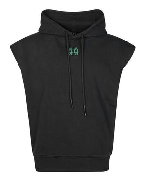 44 Label Group Sleeveless Hoodie With Front Kangaroo Pocket - Black