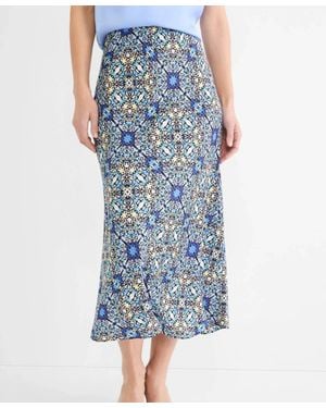NIC+ZOE Bias Cut Midi Skirt - Blue