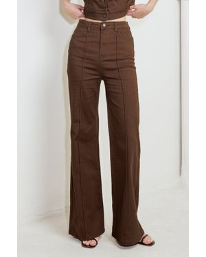 TRUEDAMES Effortless Edge Twill Pants - Brown