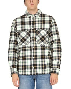 Marcelo Burlon Plaid Shirt Jacket With Classic Collar - Gray