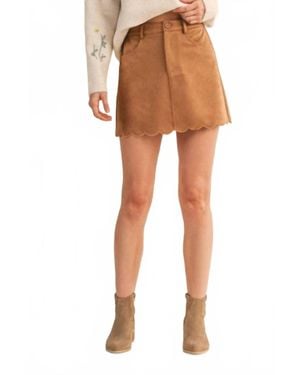 Klesis Suede Scallop Skirt - Orange