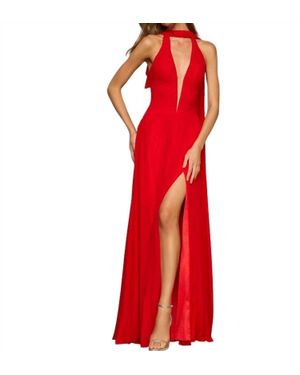 Sherri Hill Plunging V-Neck Mesh A-Line Gown - Red