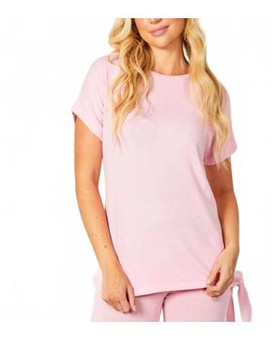 French Kyss Side-Tie Crew Neck Top - Pink
