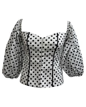 Caroline Constas Belen Polka Dot Off Shoulder Blouse - Black