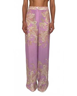 Hemant & Nandita Jiah Crepe Pants - Purple