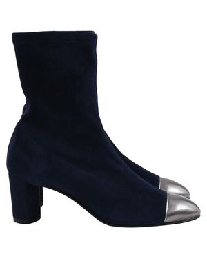 Stuart Weitzman Fernanda Cap-Toe Sock Ankle Boots - Blue