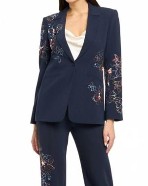Cinq À Sept Blooming Linework Karlie Blazer - Blue