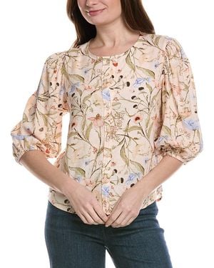 Philosophy Floral Printed Linen-Blend Top - Natural