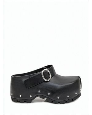 Jil Sander Leather Mules With Sole - Black