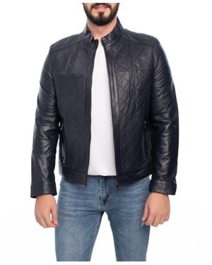 VELLAPAIS Leola Leather Jacket - Blue