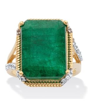 Palmbeach Jewelry Emerald And Topaz Two-Tone Cocktail Ring 9.05 Tcw-Plated - Green