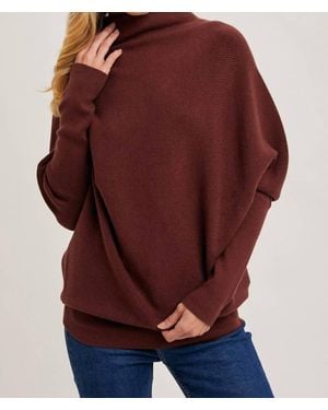 Bluivy Slouch Neck Dolman Sleeved Pullover - Red