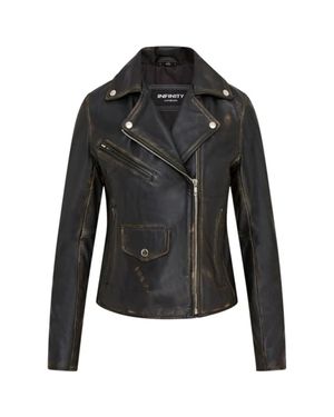 TruClothing Real Leather Brando Style Biker Jacket - Black