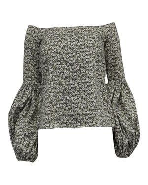 Caroline Constas Off Shoulder Gisele Blouse - Gray