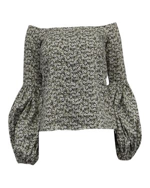 Caroline Constas Off Shoulder Gisele Blouse - Gray