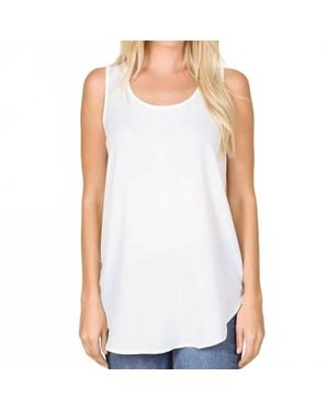 Zenana Woven Round Neck Tank Top - White