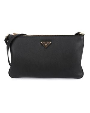 Prada Soft Leather Shoulder Bag - Black