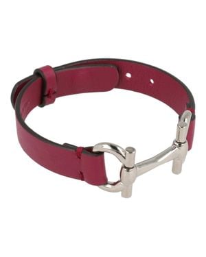 Ferragamo Double Gancini Leather Bracelet - Red