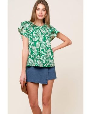 TRUEDAMES Roaming Around Woven Top - Green