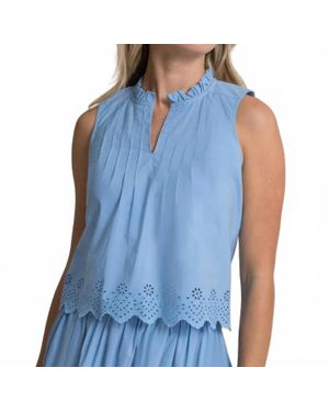 Southern Tide Larisa Eyelet Sleeveless Tank Top - Blue