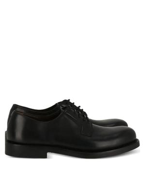 Ferragamo Leather Derby Shoes - Black