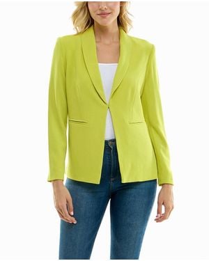 Nicole Miller Isla Stretch Crepe One Button Blazer - Yellow