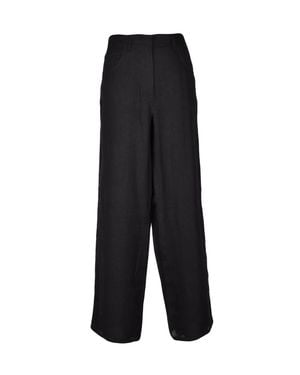 N°21 Wide-Leg Pants With High Waist And Polished Finish - Black