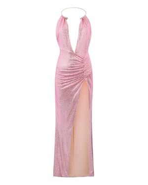 Philipp Plein Maxi Dress Piercing Strass - Pink