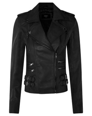 Infinity Leather Brando Biker Jacket-Loddon - Black