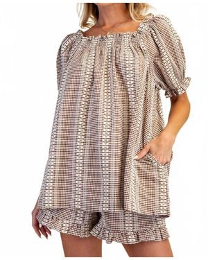 Easel Gingham Set Top - Brown