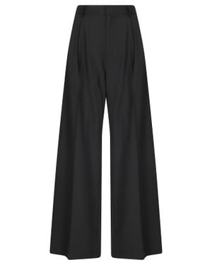 Tela Poly-Wool Pleated Straight-Leg Pants - Black