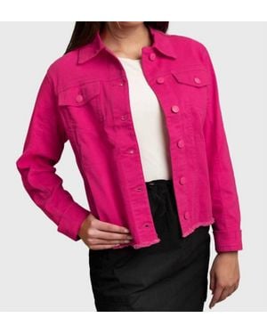 Heart of Pine Angie Frayed Denim Jacket - Pink