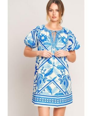 TRUEDAMES Lagoon Resort Woven Mini Dress - Blue