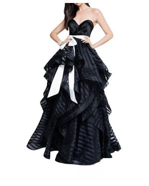 Terani Strapless Ruffle Skirt Prom Dress - Blue