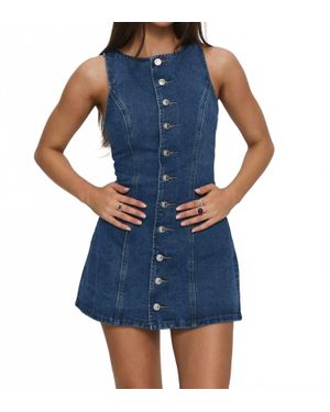 Sky To Moon Yumiko Denim Skirted Romper - Blue
