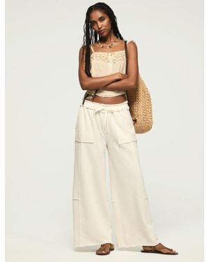 Lucky Brand Fleece Wide Leg Pant - Natural