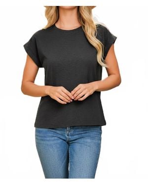Zenana Cotton Modal Rolled Sleeve Tee - Black