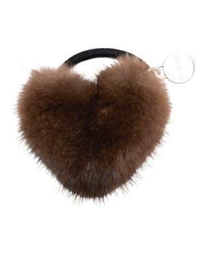 Gorski Hair Elastic With Heart Shaped Mink Fur Pompom - White