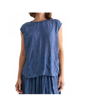 Fun 2 Fun Madison Crinkle Satin Top - Blue