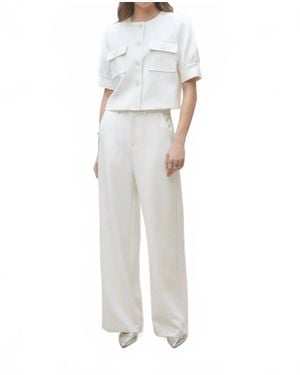Suncoo Jewel Wide Leg Flowing Pant - White